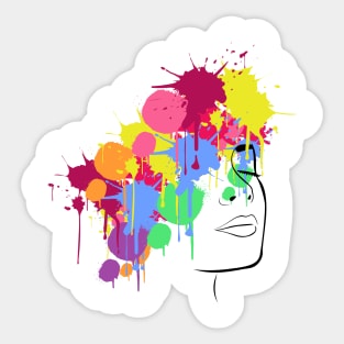 Colorful women face drippy hoodies drip merch design Sticker